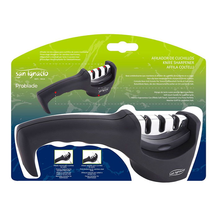San Ignacio Problade - Afilador de Cuchillos Profesional, Afilado en 3 Etapas, Acabado Soft Touch, Base Antideslizante, 20.5 x 5 x 7 cm San Ignacio Problade - Afilador de Cuchillos Profesional, Afilado en 3 Etapas, Acabado Soft Touch, Base Antideslizante, 20.5 x 5 x 7 cm