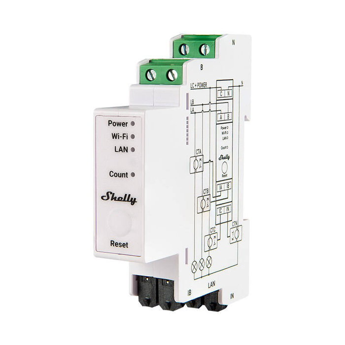 Shelly Pro 3EM Medidor de Energía 120A Wi-Fi LAN BT