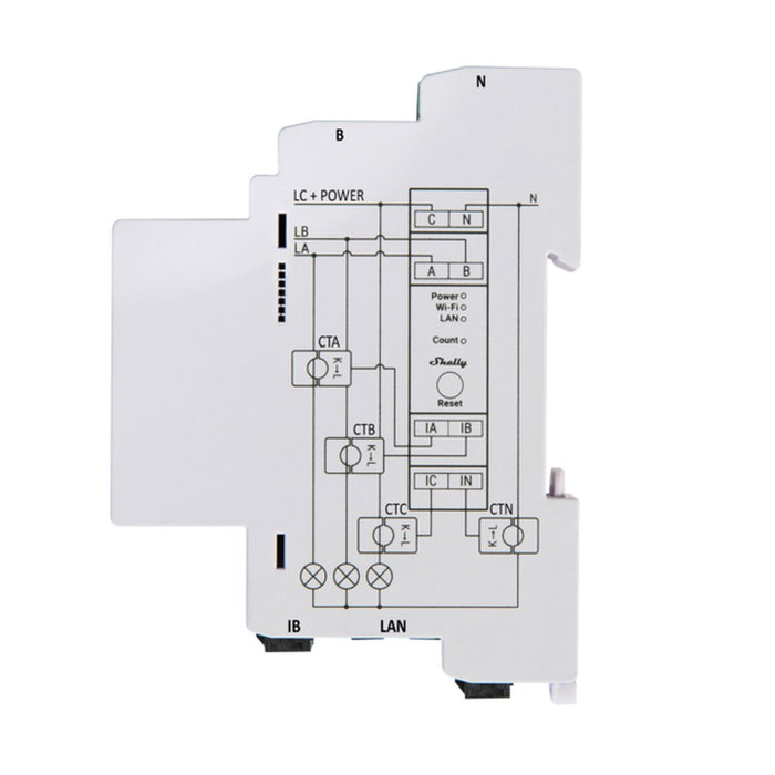 Shelly Pro 3EM Medidor de Energía 120A Wi-Fi LAN BT