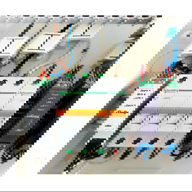 Shelly Relé Pro 3EM 120A, Medidor de Energía WLAN/LAN, con Función de Medición Bluetooth, 3x Pinzas de 120A, para Rail DIN