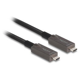 DeLOCK Cable Óptico Activo USB-C 4K de 15 m Negro (10 Gbps, PD 60W) inevitablemente profesional para vídeo y datos, modelo 84179