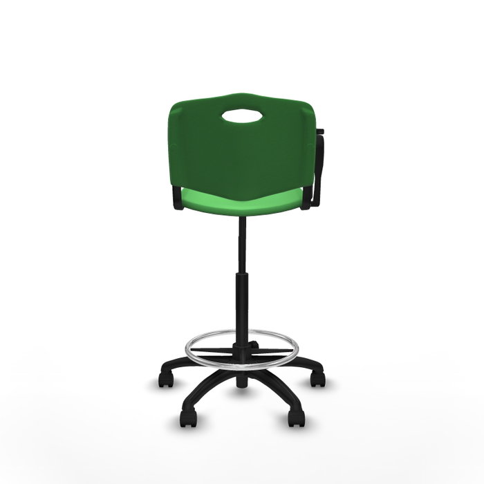 Taburete Robledo con mecanismo Giratorio de PVC color Verde. Equipado con Base poliamida negra, No aplica y Ruedas de nailon 50 mm