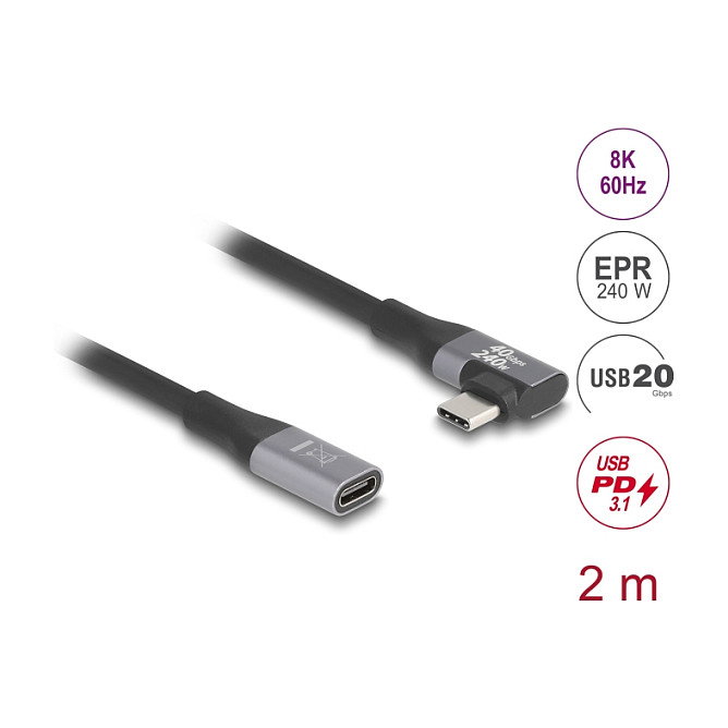 DeLOCK Cable de Extensión USB C a USB C 20 Gbps, 2 m, Negro DeLOCK Cable de Extensión USB C a USB C 20 Gbps, 2 m, Negro