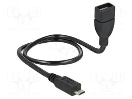 DeLOCK Cable USB 2.0 Micro-B a USB 2.0 Tipo A OTG, 0,5 m, Negro