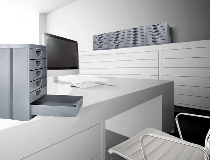 Q-connect Fichero Cajones Sobremesa Organizador Superior 6 Cajones Gris Opaco Formato A4 Folio