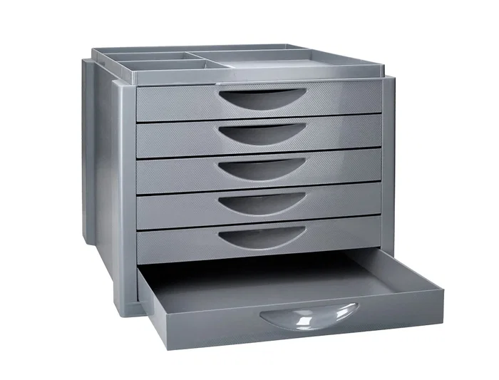 Q-connect Fichero Cajones Sobremesa Organizador Superior 6 Cajones Gris Opaco Formato A4 Folio