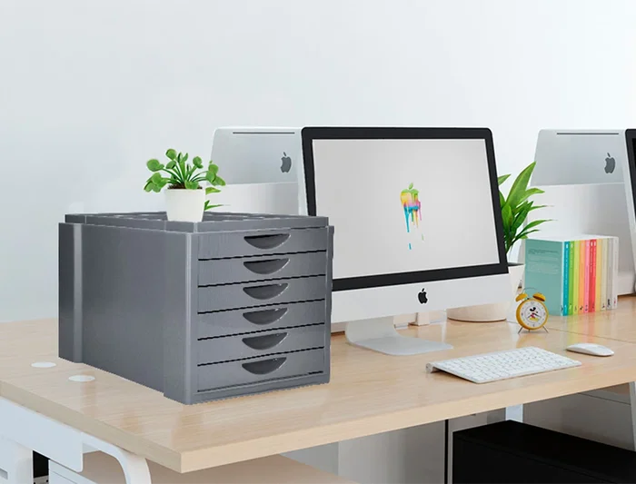 Q-connect Fichero Cajones Sobremesa Organizador Superior 6 Cajones Gris Opaco Formato A4 Folio