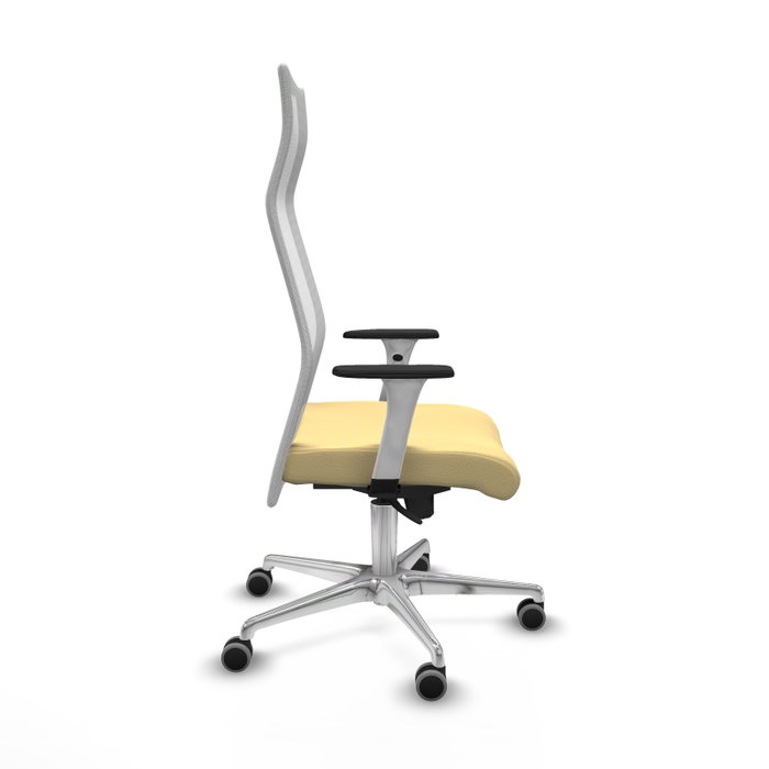 PIQUERAS Y CRESPO Sillón Albacete con Mecanismo Sincro, Similpiel Crema y Malla Blanco