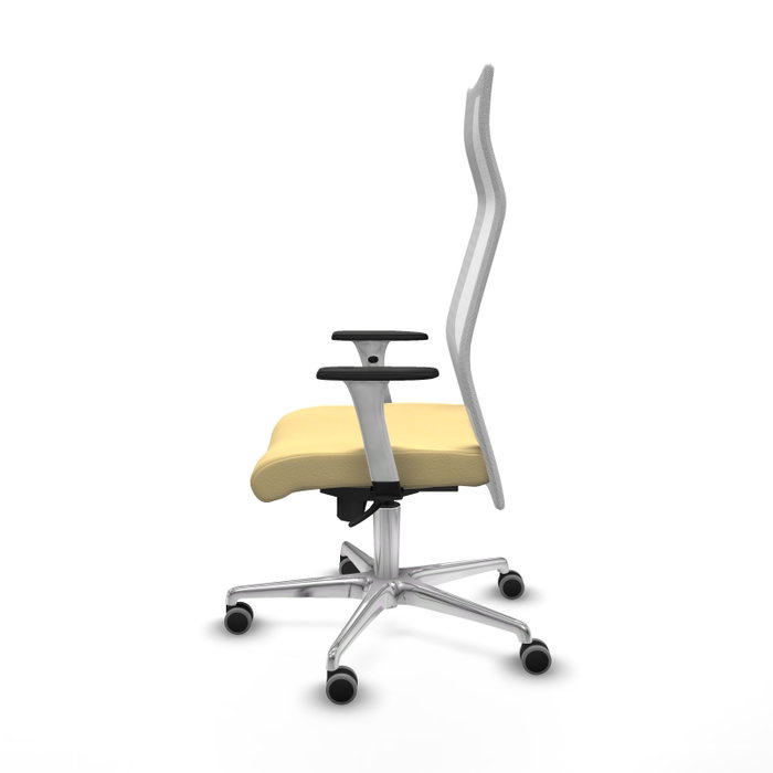 PIQUERAS Y CRESPO Sillón Albacete con Mecanismo Sincro, Similpiel Crema y Malla Blanco
