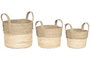 DKD Home Decor Set de 3 Cestas de Fibra Natural 28x28x32 cm