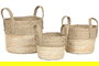 DKD Home Decor Cesta Natural Fibra Set 3 Piezas 28 x 32 x 28 cm (Set de 2 Unidades)