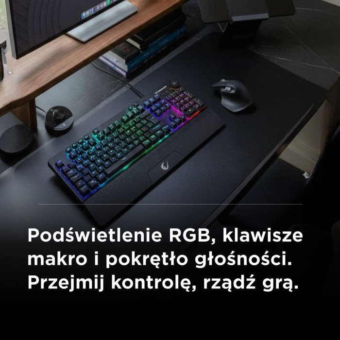 Rampage Simula RGB Makro Gaming Keyboard, negra, layout polaco