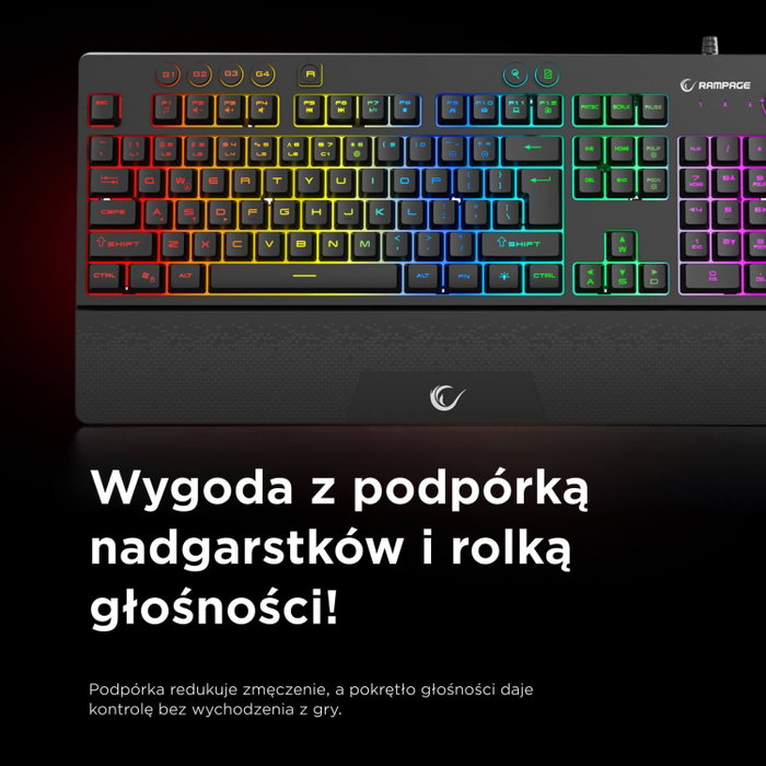 Rampage Simula RGB Makro Gaming Keyboard, negra, layout polaco