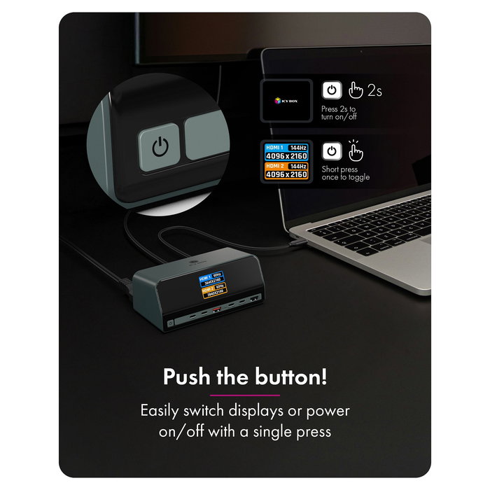 ICY BOX Heart Dock 2300 Dock 11 en 1 con Carga GaN 160 W y Pantalla LCD, 100W USB-PD, USB-C 10 Gbps, HDMI 4K 120Hz, Ethernet ICY BOX Heart Dock 2300 Dock 11 en 1 con Carga GaN 160 W y Pantalla LCD, 100W USB-PD, USB-C 10 Gbps, HDMI 4K 120Hz, Ethernet
