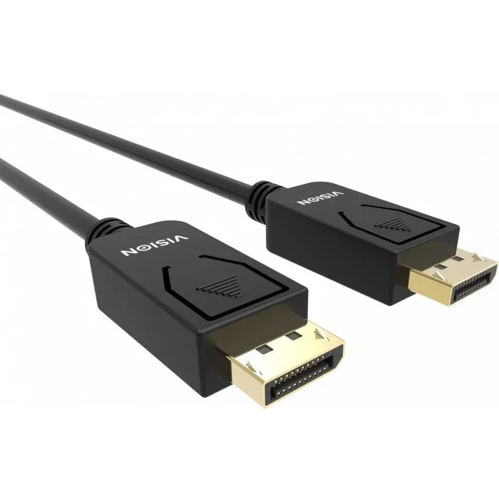 Vision TC 2MDP8K/BL - Cable DisplayPort 1.4, 2m, 8K a 60Hz, Conectores Dorados, Macho a Macho, Negro, 28 AWG