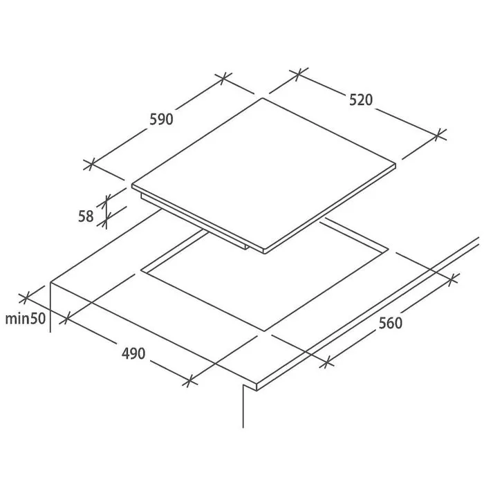 Rosieres Placa de Inducción RI642CBB - 60 cm, 4 Zonas, 7200 W, Negro - ROS1744369898734