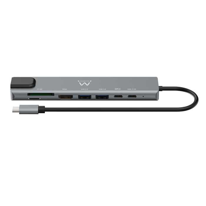 EWENT EW1146 Docking Station USB-C 8 en 1 con HDMI 4K y 87W PD Gris