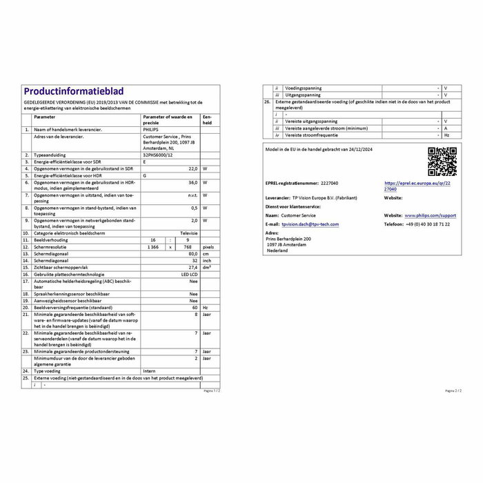 Smart TV Philips 32PHS6000/12 32" HD LED HDR