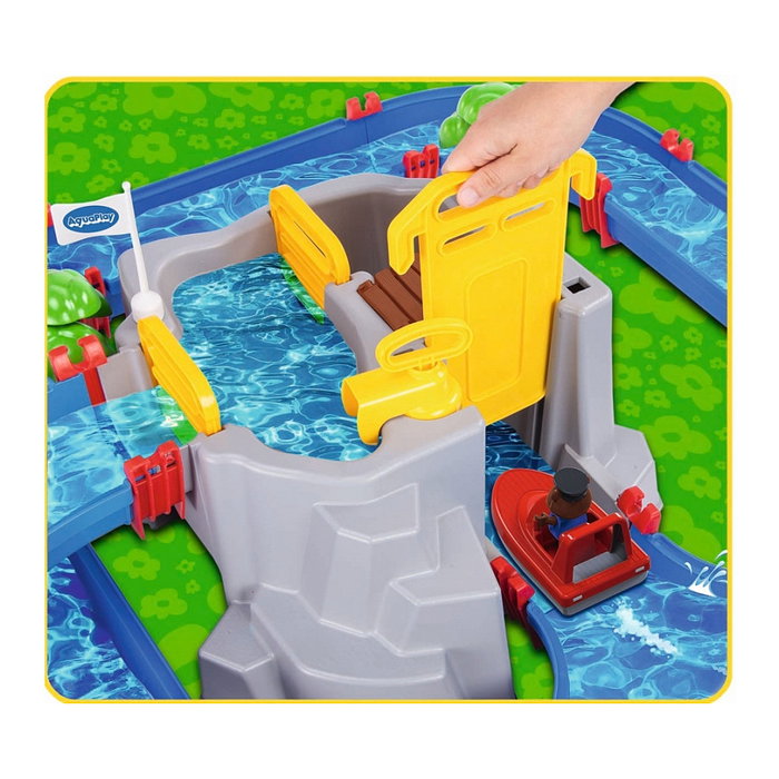 Simba-Dickie Mountain Lake Aquaplay Sistema de Canales con Figuras y Vehículos, 44 Piezas, Azul/Multicolor, Juguete de Agua, Edad 3-7 Años, 8700001542