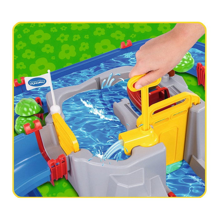 Simba-Dickie Mountain Lake Aquaplay Sistema de Canales con Figuras y Vehículos, 44 Piezas, Azul/Multicolor, Juguete de Agua, Edad 3-7 Años, 8700001542