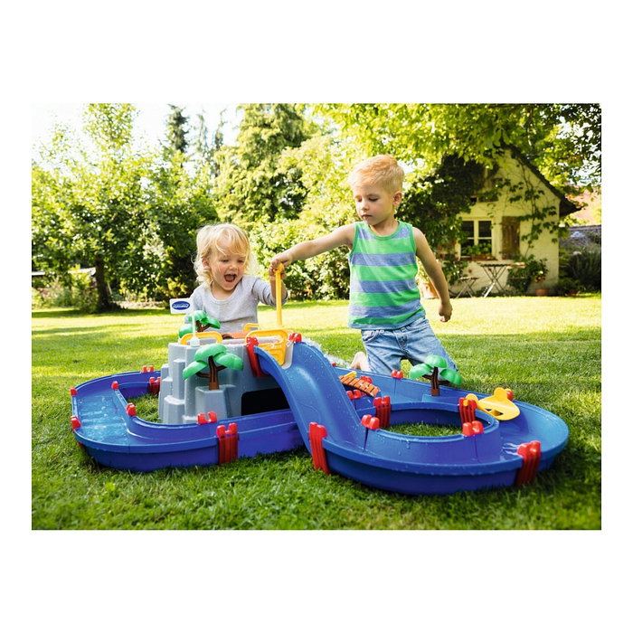 Simba-Dickie Mountain Lake Aquaplay Sistema de Canales con Figuras y Vehículos, 44 Piezas, Azul/Multicolor, Juguete de Agua, Edad 3-7 Años, 8700001542