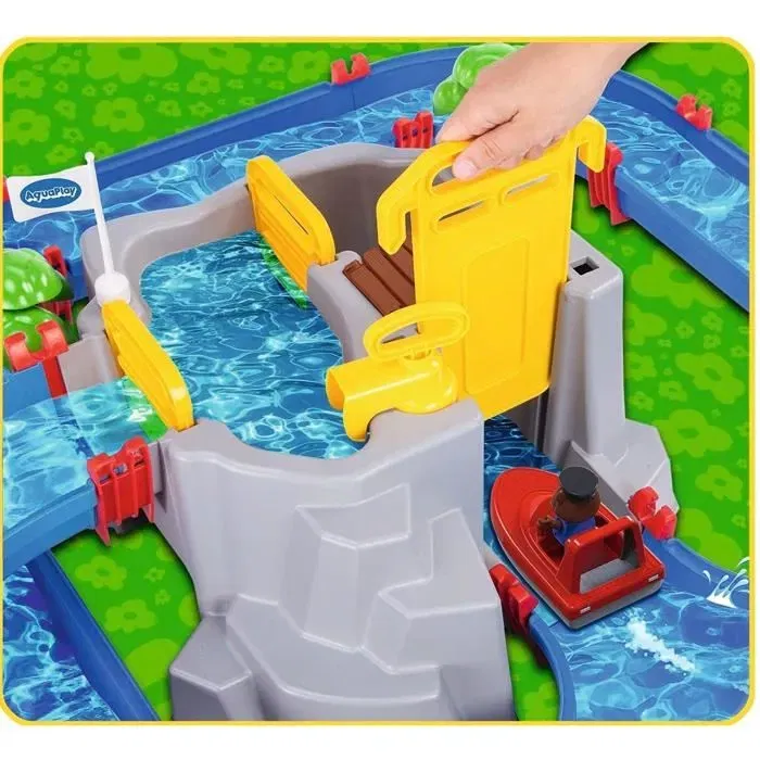 Smoby Aquaplay Mountain Lake - Circuito acuático de agua con montaña, lago, barco y figuras para niños +3 años