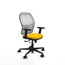 PIQUERAS Y CRESPO Silla de oficina Jorquera con mecanismo Sincro/Traslack, Amarillo y Blanco