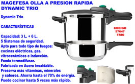 Magefesa Olla a presión rápida Dynamic Trio 3L+6L