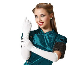 Guantes Blancos 42 cm Elegantes para Disfraz de Novia o Gala para Adulto