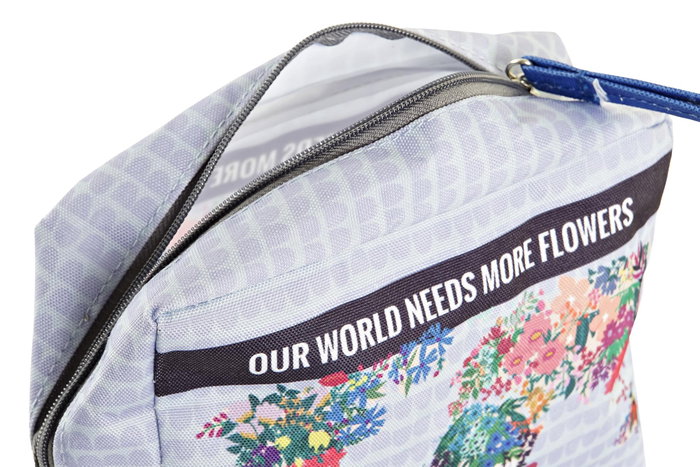 DKD Home Decor Neceser Urban World&Flowers Nylon 15x6x12 cm Azul Rosa Multicolor Margaritas (12 Unidades)