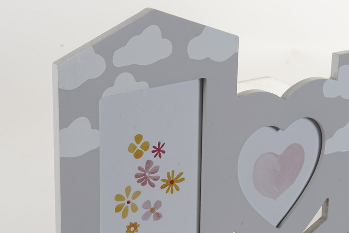 DKD Home Decor Marco Multifoto Baby Gris 1.5 x 37 x 45 cm (4 Unidades)