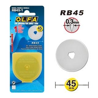 Olfa Cuchilla circular RB45-1 plateada 45 x 0,3 mm