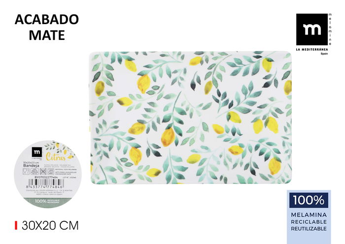 La Mediterranea Bandeja Melamina Mate Citrus 30 x 20 x 2.5 cm (12 Unidades) La Mediterranea Bandeja Melamina Mate Citrus 30 x 20 x 2.5 cm (12 Unidades)