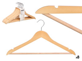 Kipit Set de 8 Perchas de Madera Natural, Dimensiones 44.5x23x10 cm, Color Marrón (Set de 8)