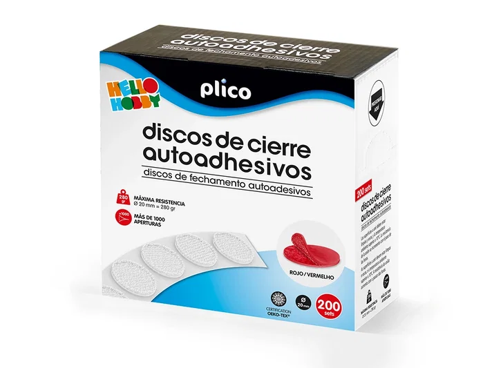 PLICO Discos de Cierre Autoadhesivos Velcro Rojo 20 mm (200 Conjuntos) PLICO Discos de Cierre Autoadhesivos Velcro Rojo 20 mm (200 Conjuntos)