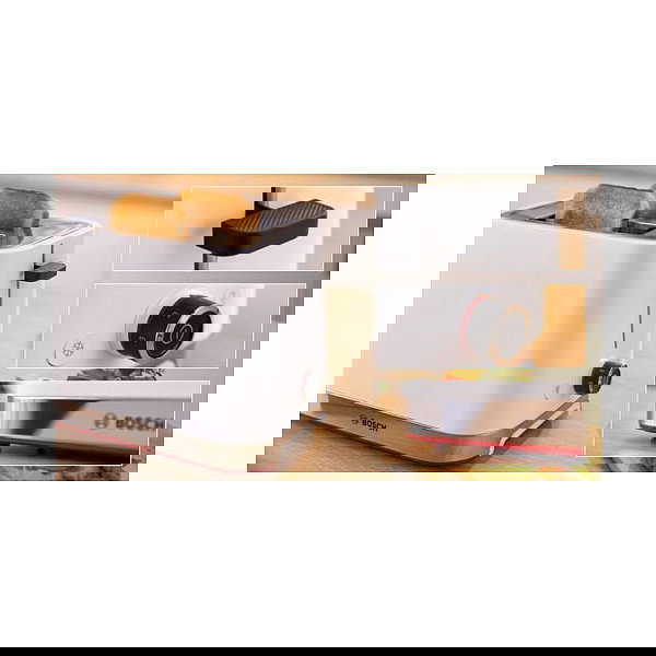 Bosch TAT4M221 Tostadora 2 Ranuras, 950W, Blanco, Acero Inoxidable, Función Descongelar y Recalentar, Control Electrónico del Tostado