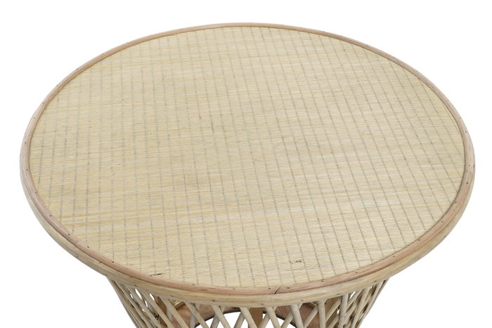 DKD Home Decor Mesita Auxiliar Marron Claro 60 x 60 x 52 cm Bambu Doble Cara