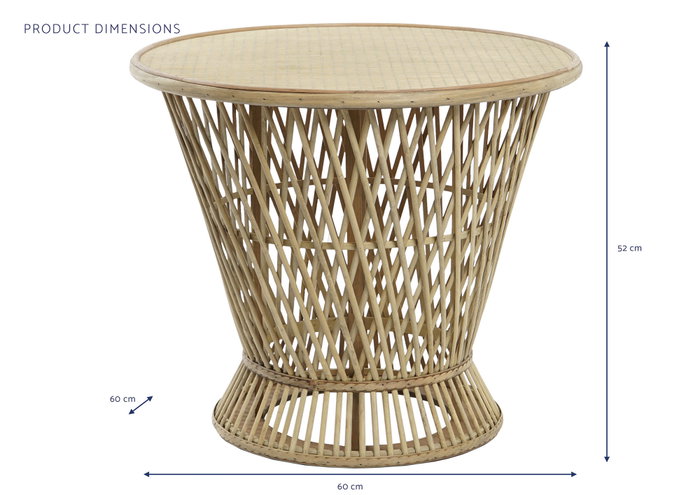 DKD Home Decor Mesita Auxiliar Marron Claro 60 x 60 x 52 cm Bambu Doble Cara