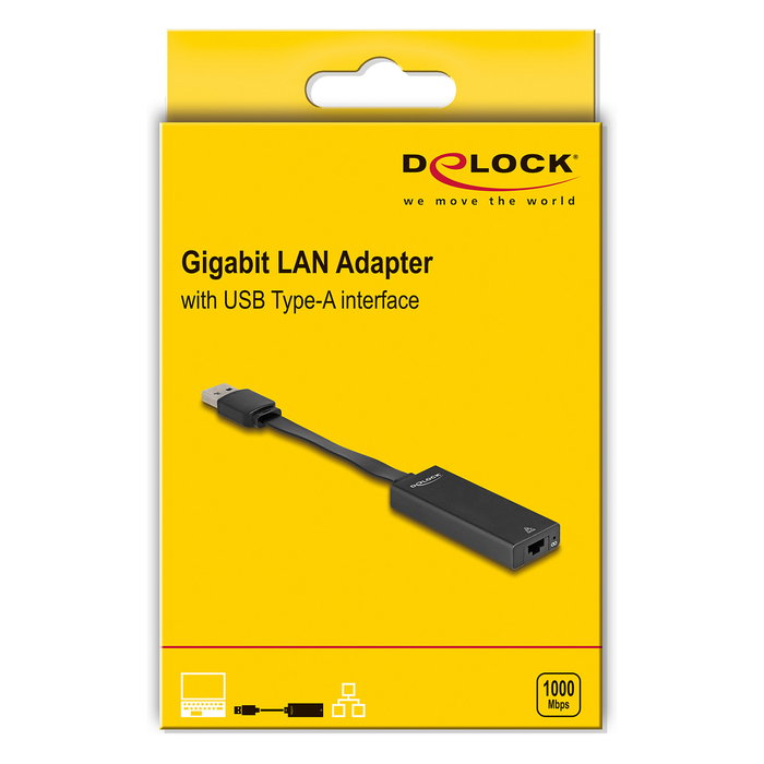 DeLOCK Adaptador USB Tipo-A a LAN Gigabit RJ-45 Negro DeLOCK Adaptador USB Tipo-A a LAN Gigabit RJ-45 Negro