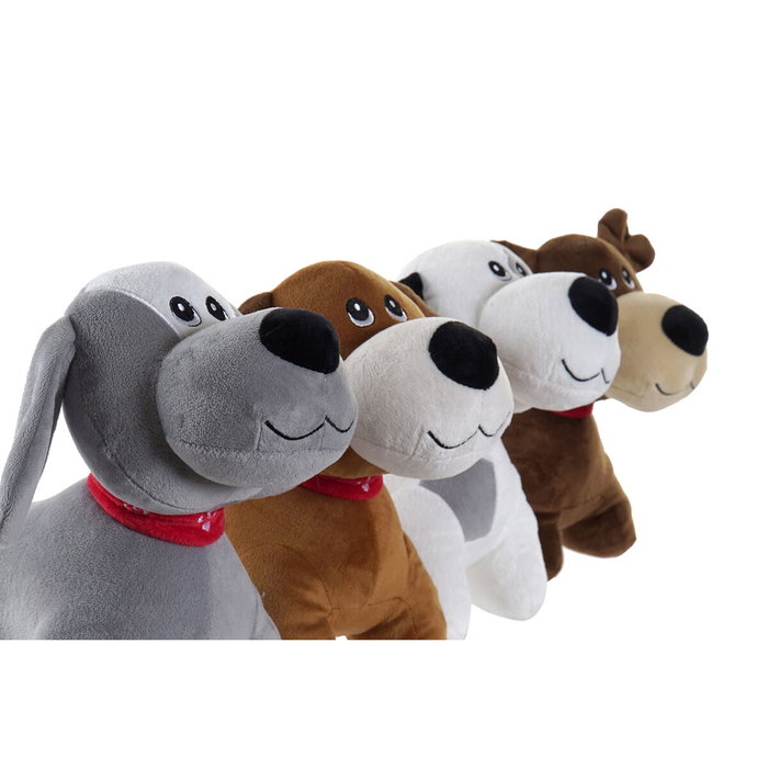 DKD Home Decor Set de 4 Perritos de Peluche Surtidos de 26cm