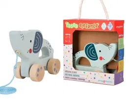 Imaginovo Juego Infantil de Madera Elefante para Arrastrar con Ruedas +12 meses 13.4x10x5.4cm