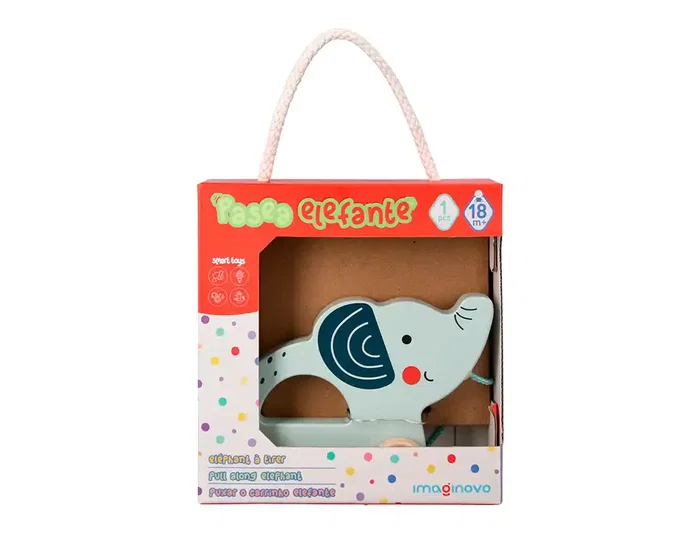 Imaginovo Elefante para Arrastrar con Ruedas de Madera
