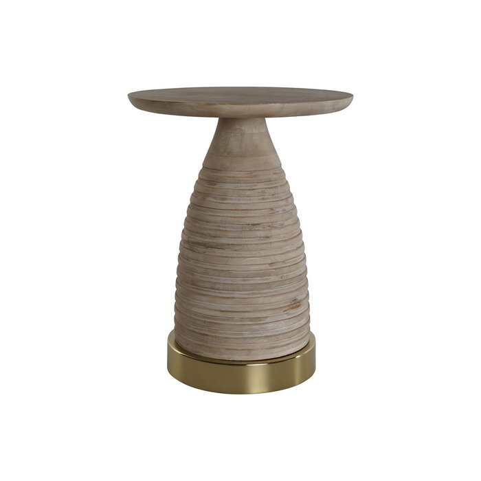 DKD Home Decor Mesita Auxiliar de Metal y Madera en Natural y Dorado
