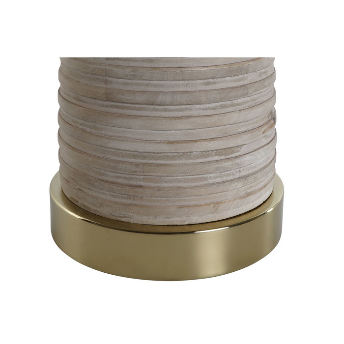DKD Home Decor Mesita Auxiliar de Metal y Madera en Natural y Dorado