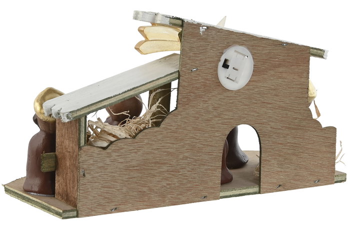 DKD Home Decor Nacimiento Navidad Tradicional Terracota LED Multicolor 7 Figuras 12 x 14.5 x 26 cm (2 Unidades)