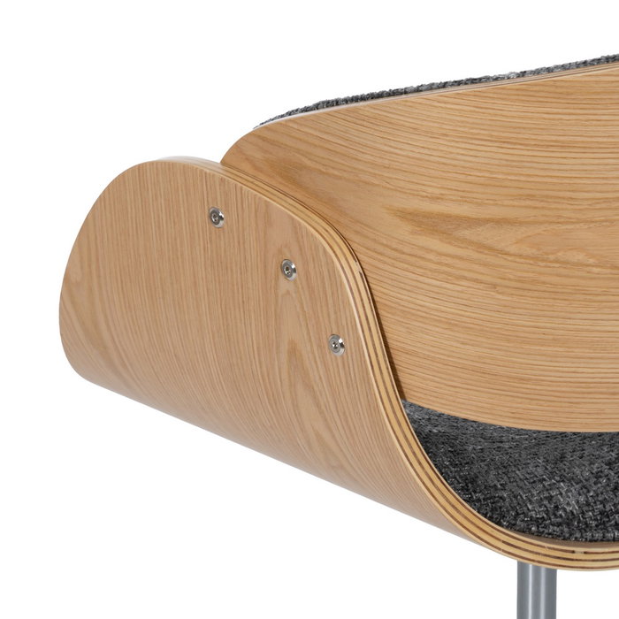 Silla Ruedas Gris-Natural Tejido-Madera 59 X 64 X 88 cm