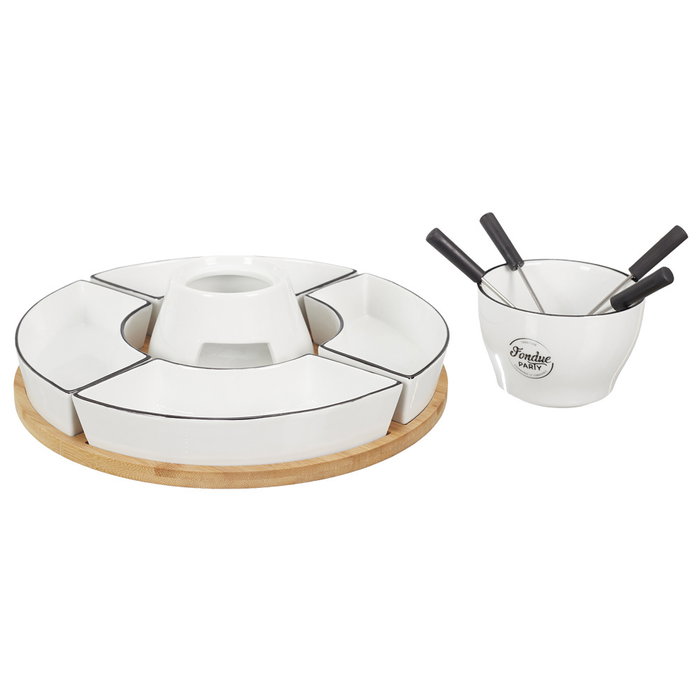 Cook Concept Fondue Bistrot para 4 personas con 4 pinchos, 4 bols y bandeja de bambú