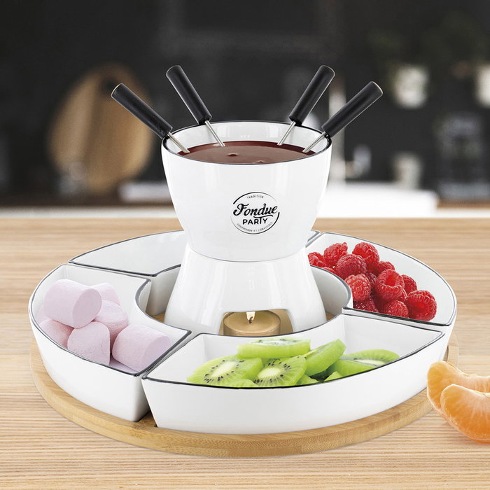 Cook Concept Fondue Bistrot para 4 personas con 4 pinchos, 4 bols y bandeja de bambú
