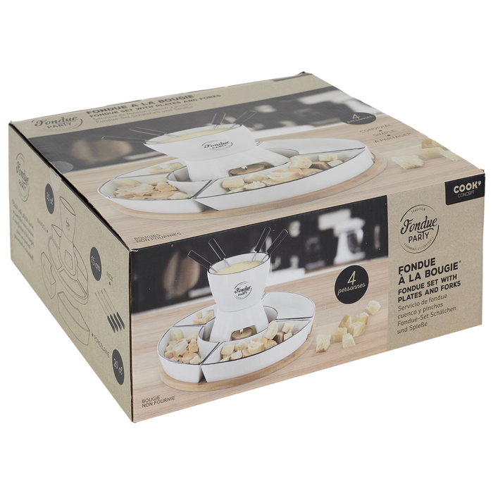 Cook Concept Fondue Bistrot para 4 personas con 4 pinchos, 4 bols y bandeja de bambú