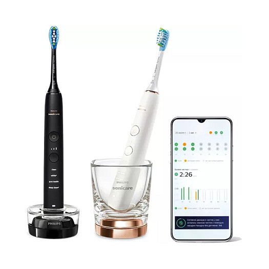 Philips HX9914/57 Sonicare DiamondClean 9000 Cepillo dental sónico recargable, Negro y Blanco, 5 modos, 2 cabezales